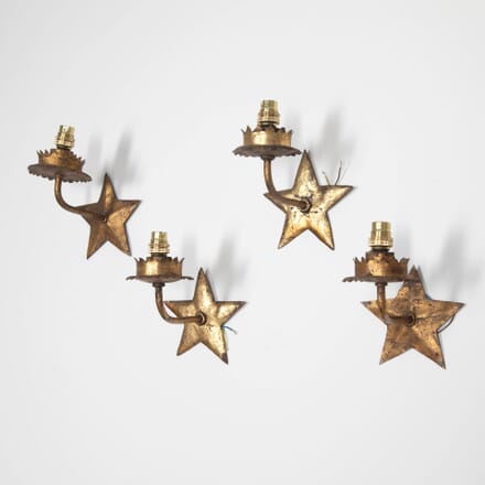 Set of Four 20th Century Gilt Iron Spanish Star Wall Lights LW1532477