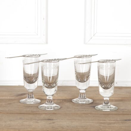 Set of Four 20th Century French Absinthe Glasses with Spoons DA8023034