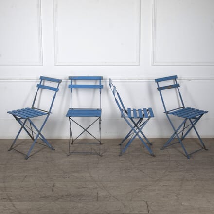 Set of Four 20th Century Blue Folding Garden Chairs GA1525508