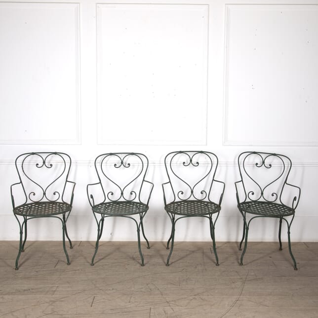Set Of Four French Iron Green Garden Armchairs CH1522775