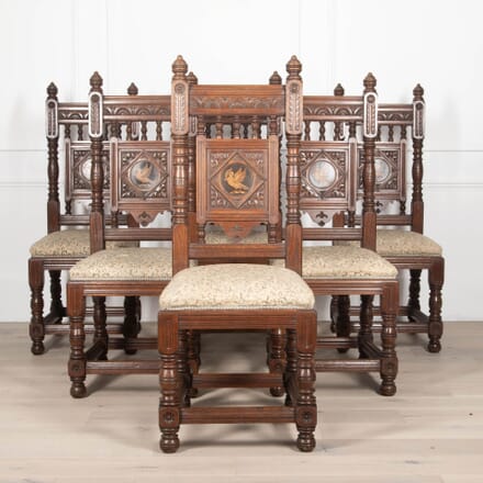 Set of Six 19th Century Bruce Talbert Gillows Oak Hall Chairs CH7832737