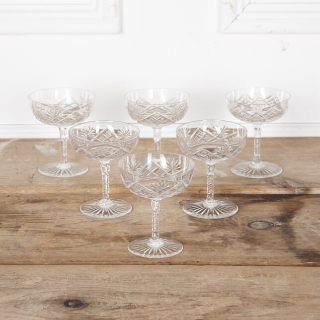 Set of Six 20th Century Art Deco Crystal Champagne Coupes DA5828040