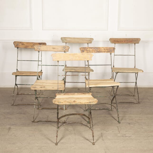 Set of Six 20th Century French Folding Cafe Chairs CH4428166