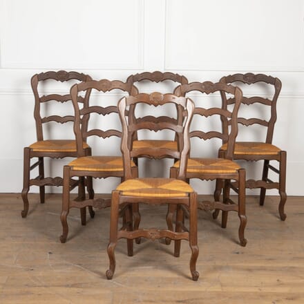 Set of Six 20th Century Oak Rush Seated Chairs CH8526691
