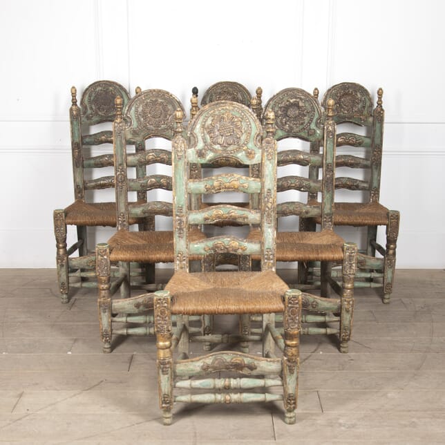 Set of Six 20th Century Andalusian High Back Chairs CD1522687
