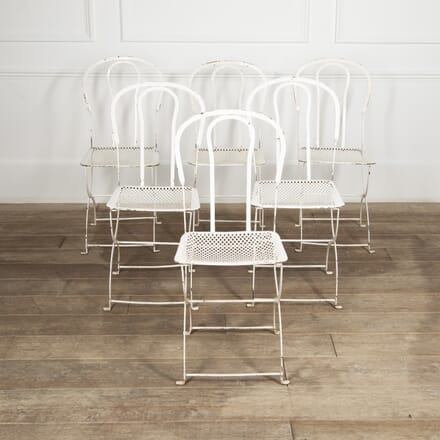 Set of Six French White Iron Garden Chairs GA4421369