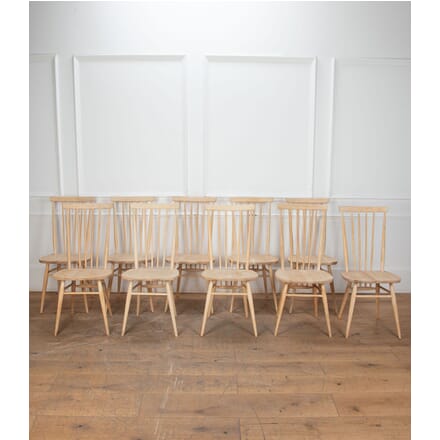 Set of Ten Mid-Century Ercol 608 Bleached Elm Dining Chairs CD2334349