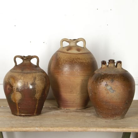 Collection of Three French Stoneware Oil Pots DA1517656