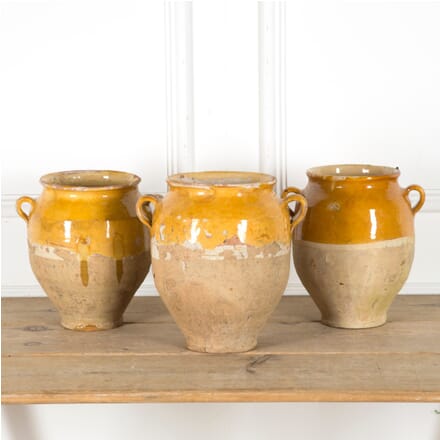 Set of Three Yellow Glazed Confit Pots DA1510041