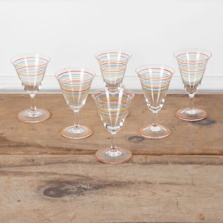 Six Mid-Century Striped Cocktail Glasses DA5833872