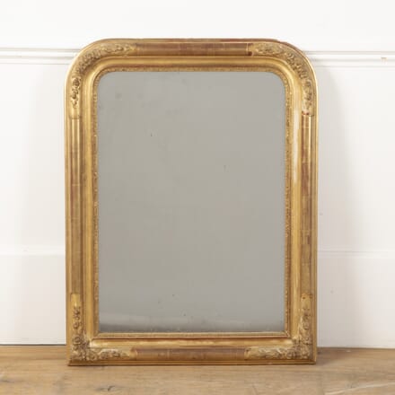 Small 19th Century French Arched Topped Gilt Floral Mirror MI8528065