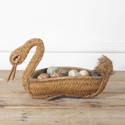 Straw Swan Basket and Collection of Decorative Eggs DA1527553