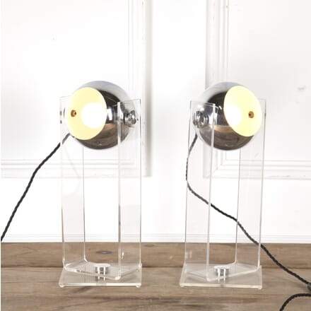 Pair of Lucite and Chrome Eyeball Lamps LL8718140