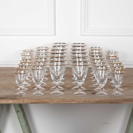 Suite of Mid Century French Gold and Etched Wine Glasses DA5829481
