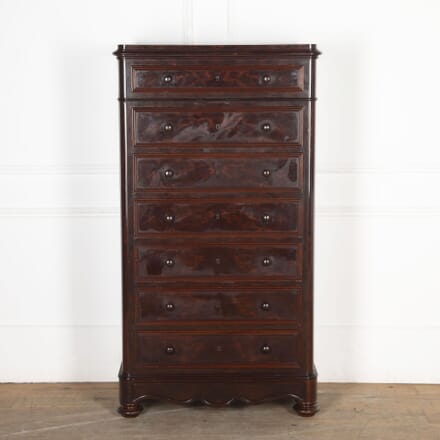 Tall 19th Century French Mahogany Chest of Drawers CU8533081