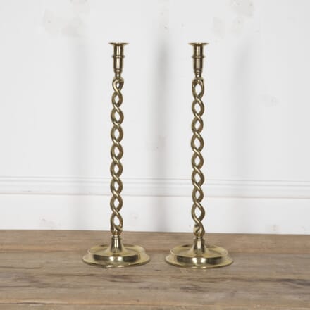 Pair of 20th Century Brass Spiral Candlesticks DA8824614