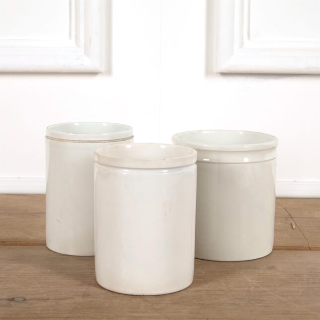 Tall White Porcelain Jam Jars