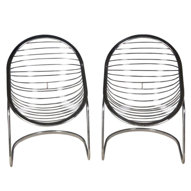Pair of Chrome Egg Chairs