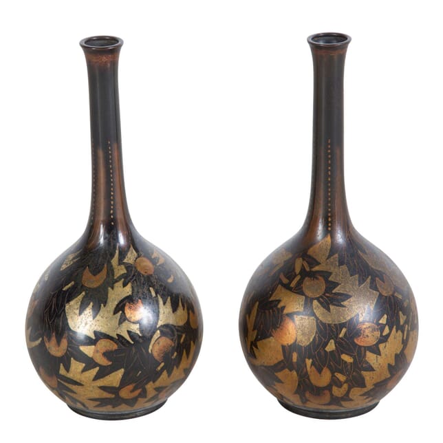 Pair of Small Metal Vases