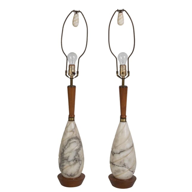 Midcentury Italian Marble and Teak Lamps LT9910367