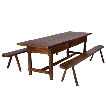 Walnut Refectory Table and Matching Benches TD106008