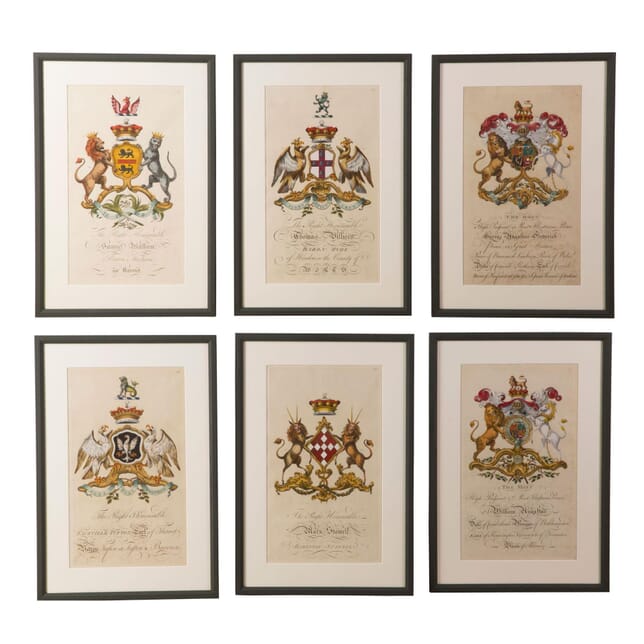 Rare Set of 6 Engravings of Coats of Arms by Joseph Edmondson