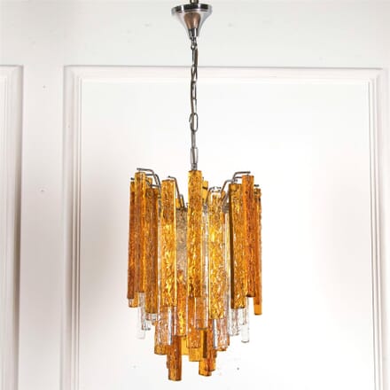 1960's Venini Amber and Clear Glass Chandelier LC5361785