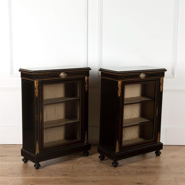 Pair of ebonised pier cabinets