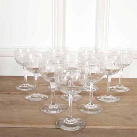 Ten 19th Century Baccarat Etched Wine Glasses DA5860931