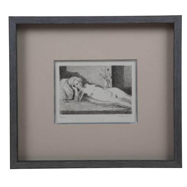 Etching of Reclining Nude by Maurice Asselin