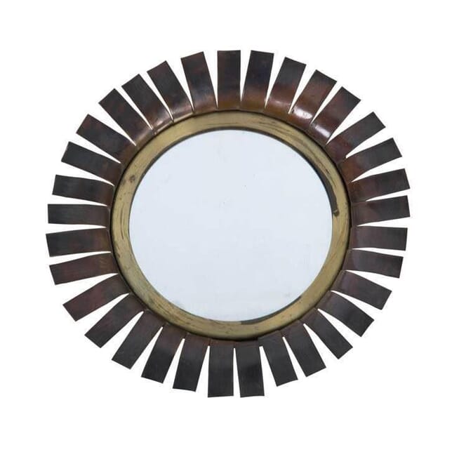 70's Brass Chaty Daisy Wall mirror
