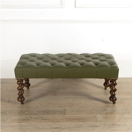 Victorian Green Leather Button Back Stool ST889761