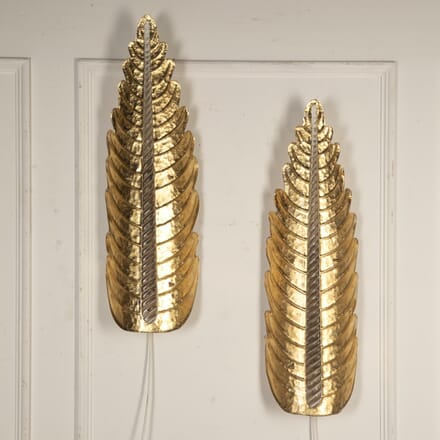 Large Mid-Century Style Gold Leaf Murano Wall Sconces LW4620294