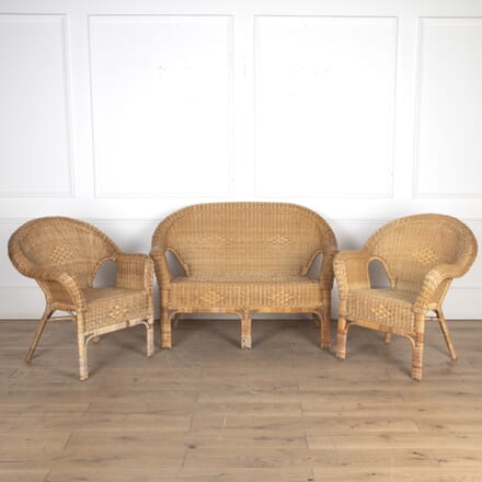 20th Century Wicker Sofa and Pair of Wicker Chairs CH7322849