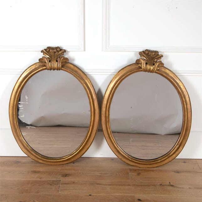 19th Century Italian Gilded Oval Mirrors MI4762171
