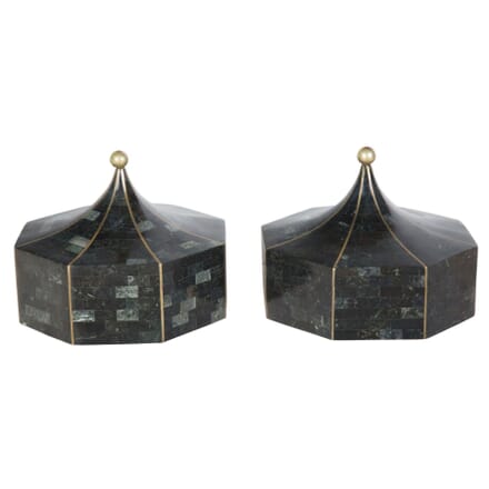 Pair of Tessellated Stone and Brass Boxes DA3057029