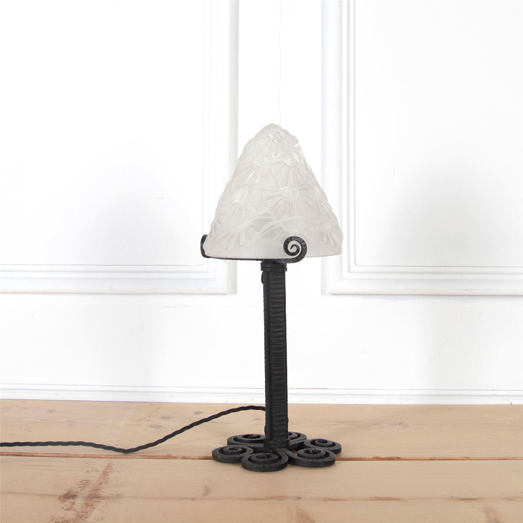 Small Art Deco Table Lamp By Degué, Small Iron Table Lamp