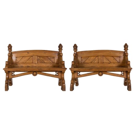 Pair of Gothic Hall Benches SB036468