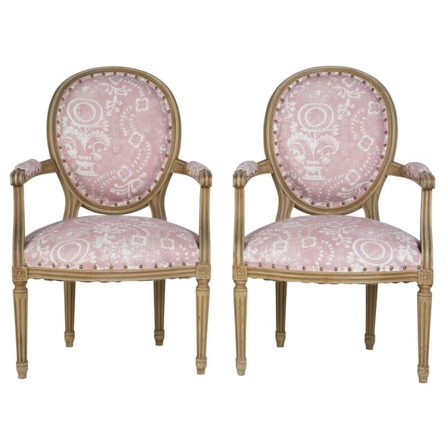 Pair of French Painted Side Chairs