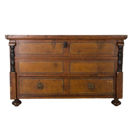 19th Century Grained Oak Decorated Chest CC0358336