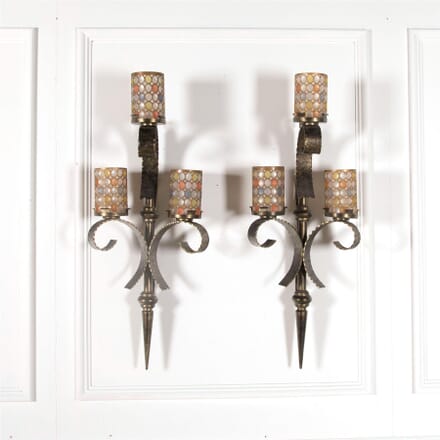 Spanish Brass and Glass Wall Lights LW9262399