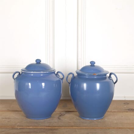 Pair of Blue Lidded Confit Pots DA157711