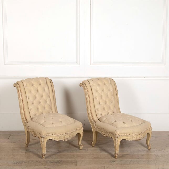 Pair of French Tufted Slipper Chairs CH157027