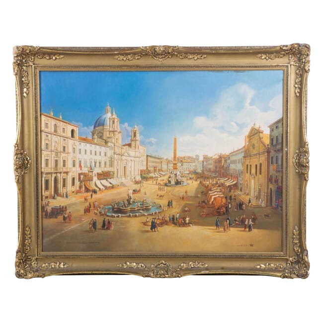 Mid 20th Century Oil Painting of Piazza Navona in Rome WD037142